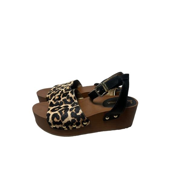 Sam Edelman Women’s Leopard Wood Platform Wedge Sandals Size 8 - Picture 2 of 10